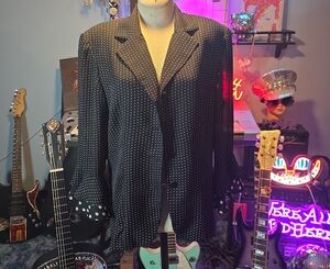 Bahari Black and White Polka Dot Blazer